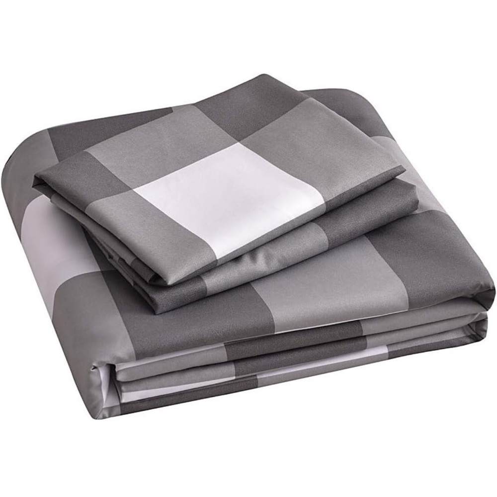 COPY Duvet Cover Set 2 Piece Grey White Buffalo Plaid - Picture 2 of 5
